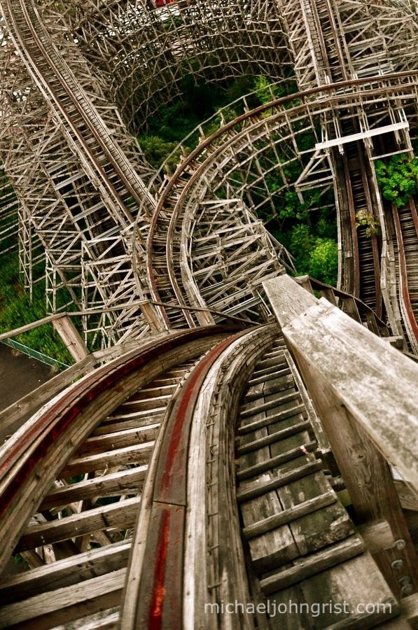 Neglected roller coaster in a Japanese amusement park abandoned in   By Michael John Grist