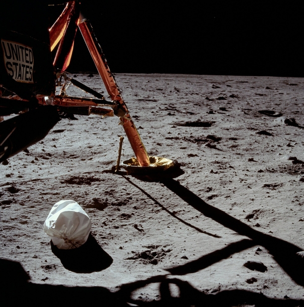 Neil Armstrongs first photograph after setting foot on the Moon  JSC scanNASA