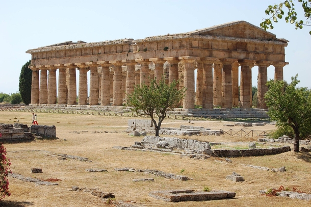 Neptunes Greco-Roman Temple Ruin circa BC Paestum Italy 