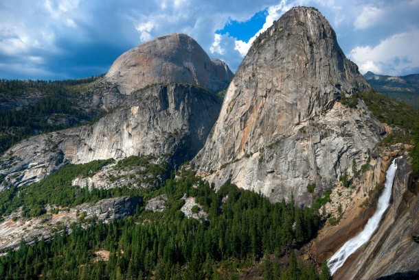 Nevada Falls and Liberty Cap from John Muir Trail - Yosemite National Park 