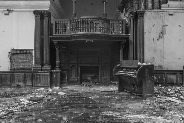 new maps of hell  piano abandoned school ballroom UK  