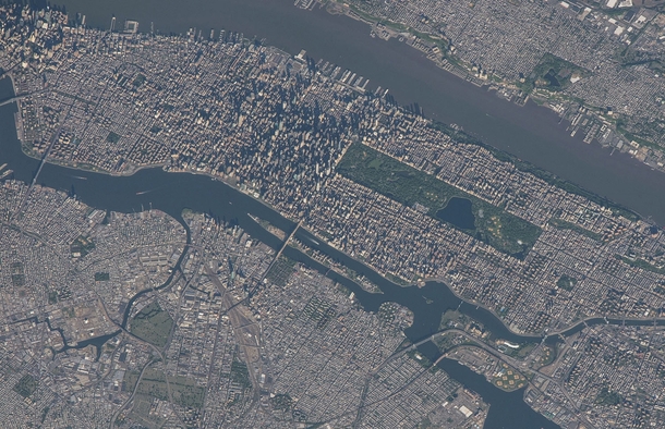 New York City as viewed by astronaut Scott Kelly aboard the ISS on May   