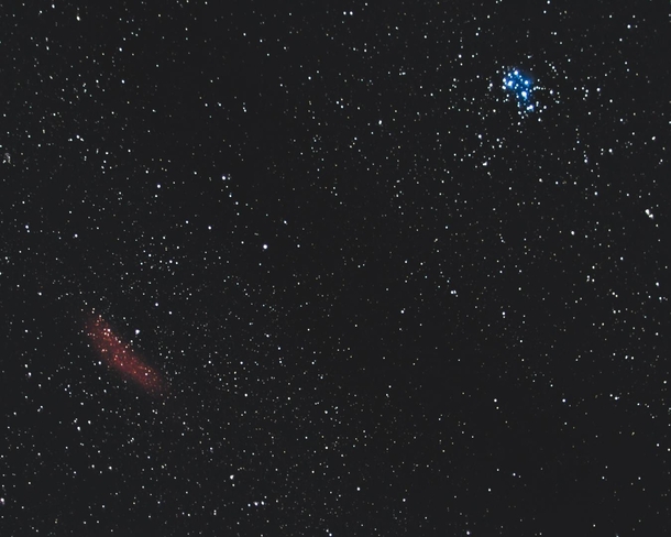 Next in my series of budget astrophotography Pleiades and California Nebula untracked