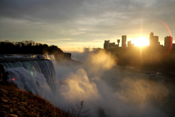 Niagara Falls USACity of Niagara Canada at Sunset 
