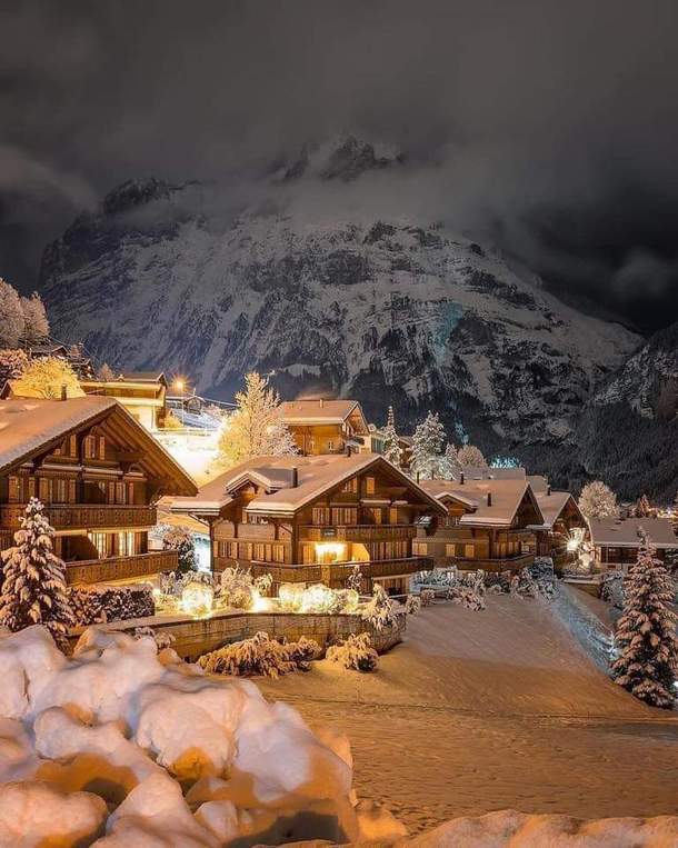 Night in a Swiss village