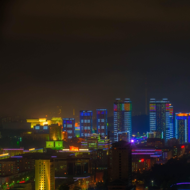 Night in Pyongyang Democratic Peoples Republic of Korea 