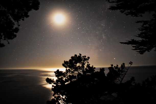 Night sky over the California coast 
