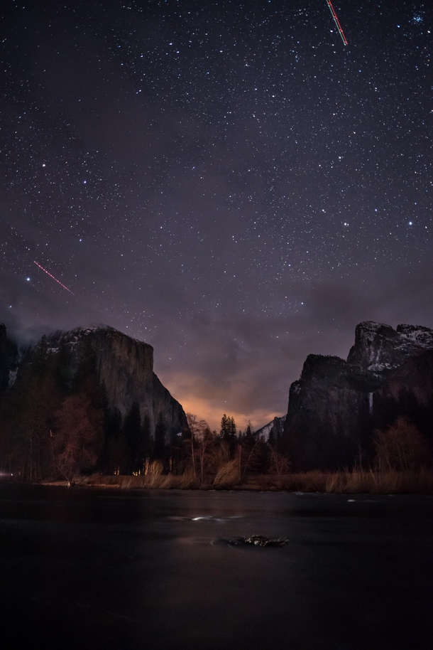 Night sky over Valley View Yosemite CA 