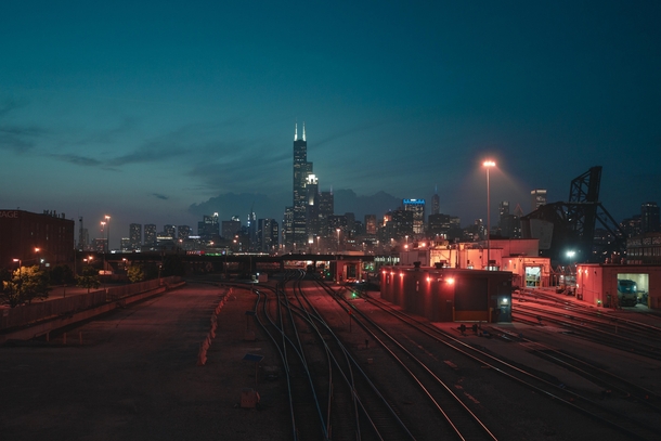 Nighttime Trainyard Chicago