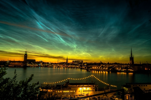Noctilucent clouds over Stockholm Sweden 