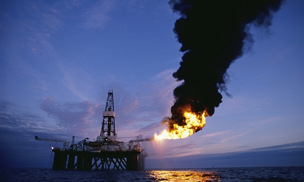 North Sea Oil Rig Flaring Gas 