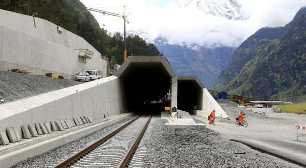 Northern entrances to GBT the worlds longest train tunnel 