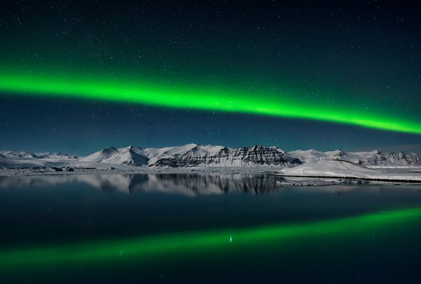 Northern Lights over Jokulsarlon Iceland by Giles Rocholl UK 
