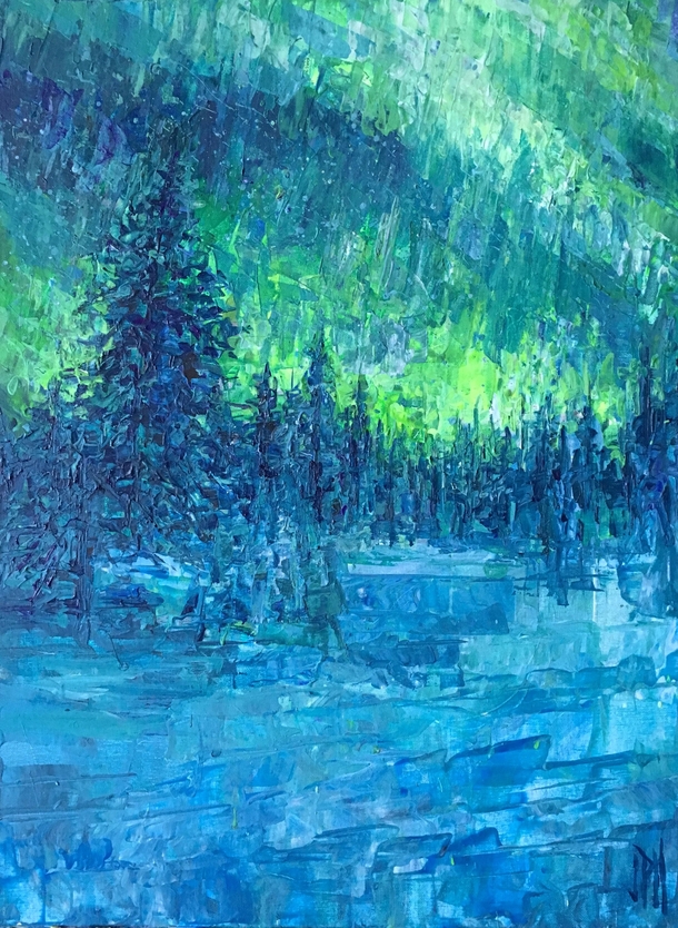 Northern Lights piece I painted Finland