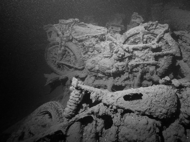 Norton motorcycles sunk while in the cargo hold of SS Thistlegorm in  Photo by Mark Harris 