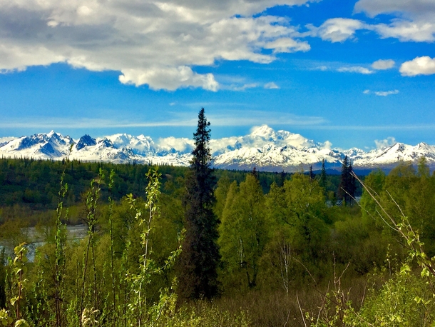 OC South viewing point of the largest peak in North America Mt McKinley Denali Mountain Range Alaska x