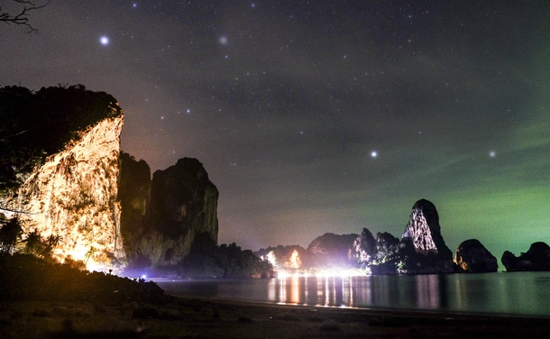 OC The cliffs at night Tonsai Thailand - a truly magical place 
