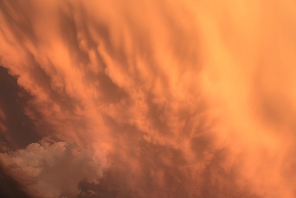 Oklahoma tornado weather skies casts an eerie orange light on everything