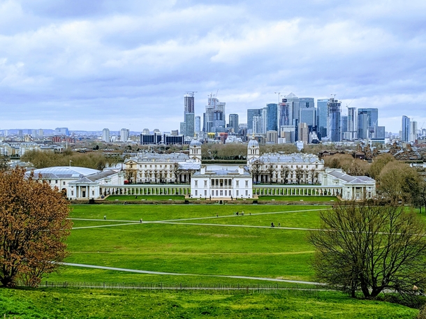 Old and new - Greenwich and the City in London UK 