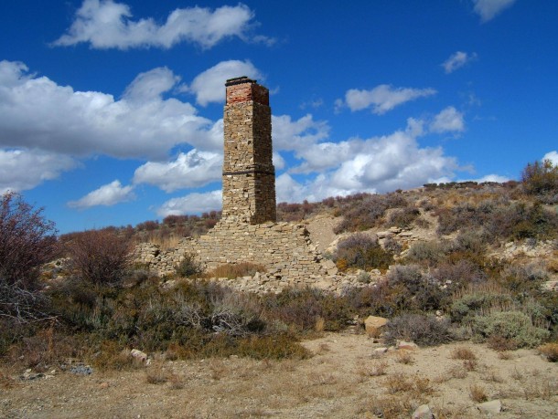 Old chimney in northern Nevada ghost town 