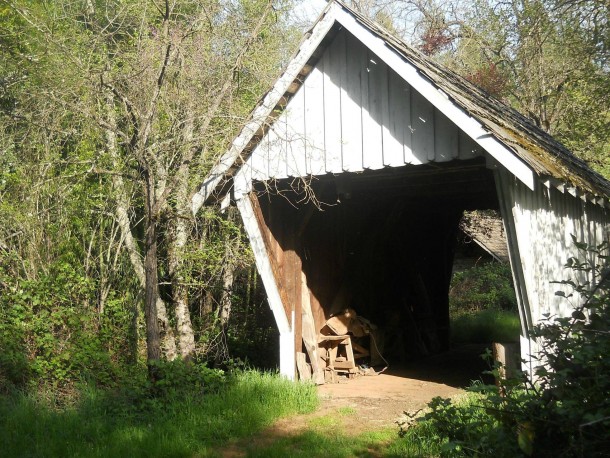 Old covered bridge over Wooly Creek Meadow Vista CA 
