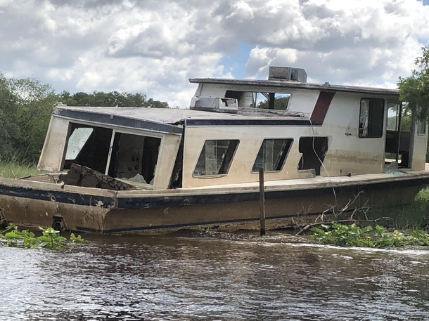 Old house boat we found while on the river yesterday St Johns River between Lemon Bluff and lake Harney