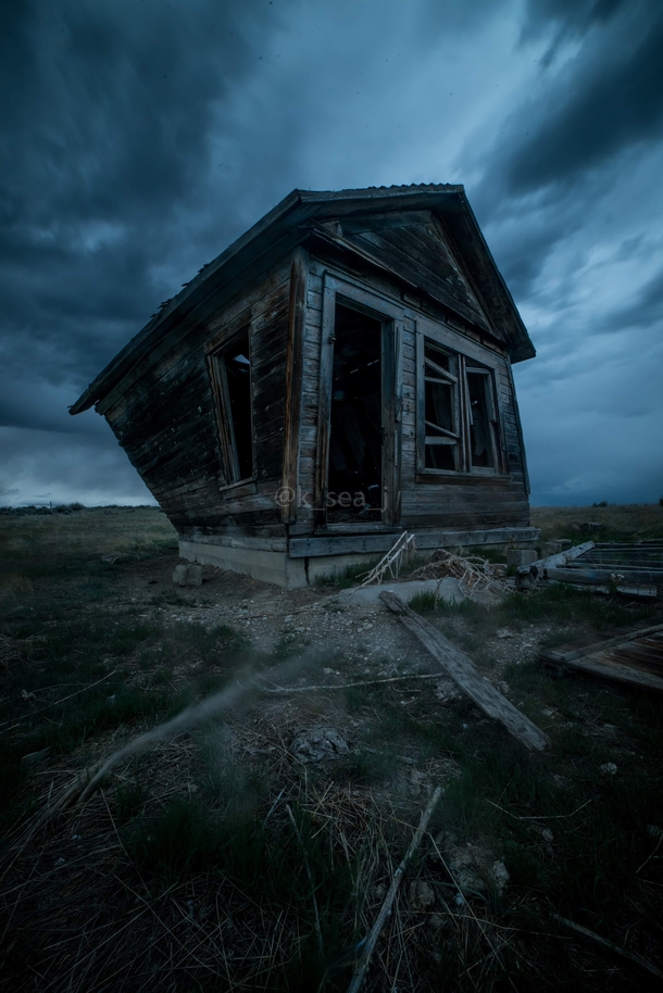 Old house in Shepard MT during a storm