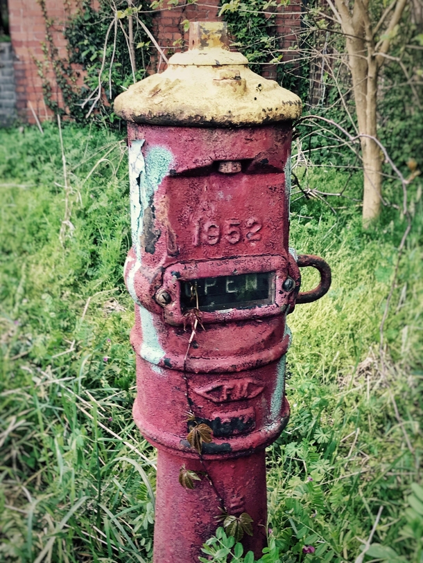 Old post valve indicator at a textile mill in South Carolina 