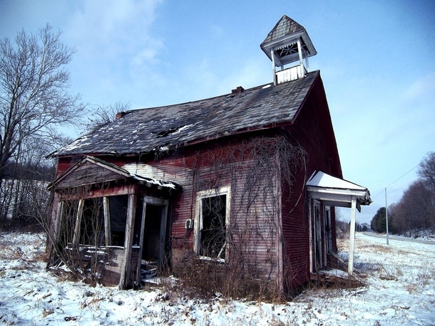Old rustic one room schoolhouse Licking County Ohio by Jack Waxman 