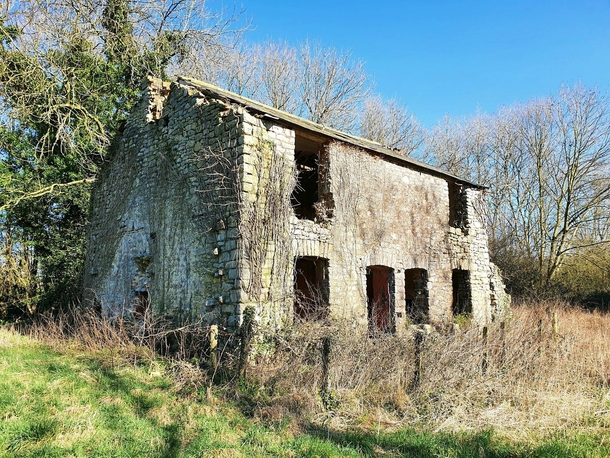 Old signalmans House by abandoned railway last occupied in s Somerset England