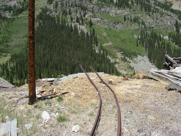 Old tracks leading out of a mine in Montezuma CO 