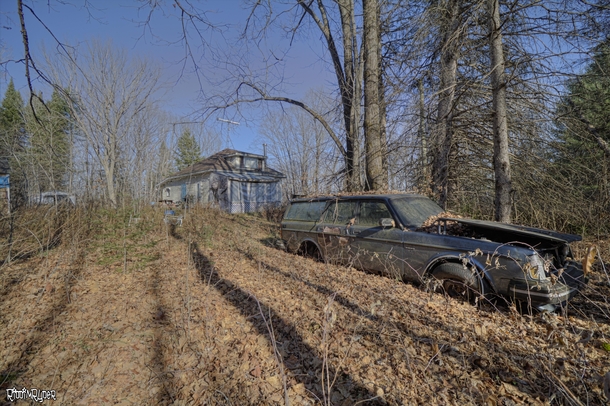 Old Volvo Rotting Away Out Front of an Abandoned Cabin Time Capsule 