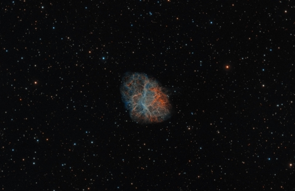 On July   a supernova exploded It was so bright that it was visible for  daysduring the day This is its sloppy seconds Behold - The Crab Nebula M