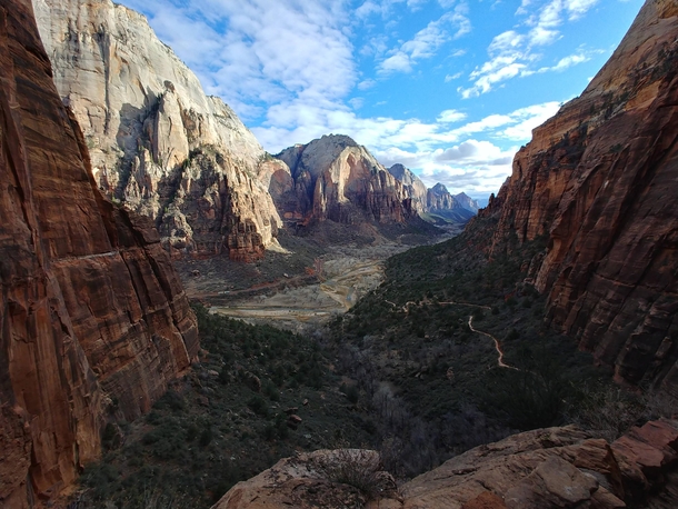On the way up to Angels Landing Zion National Park Utah From March  