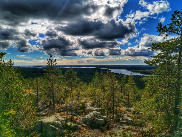 On top of the hill in Finnish lapland Sweden is across the river 