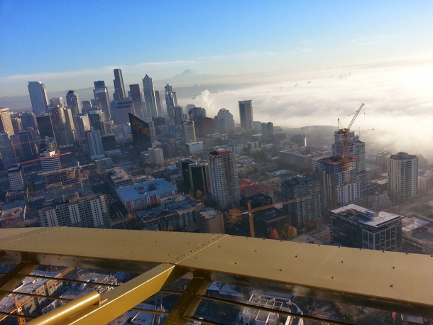 On top of the Space Needle in Seattle 