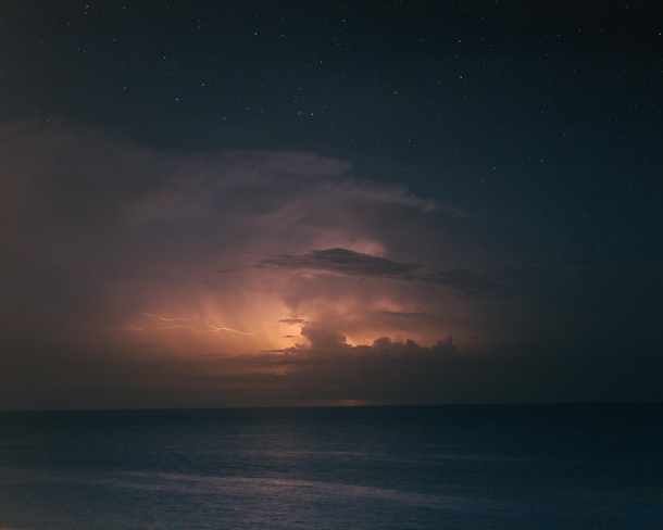 One of several shots I got of a Heat Lightning storm looming over the Gulf Coast 