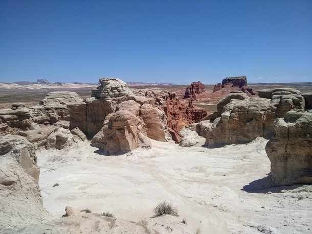 One of the highest areas in Goblin Valley made of white sand and stone in contrast to the redness of the rest of the area 