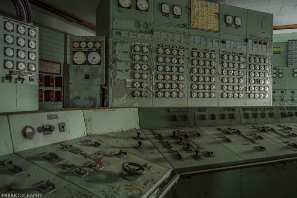 One of two control rooms inside a long abandoned coal power plant OC x
