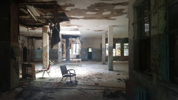 Open area in an abandoned psych hospital NY 