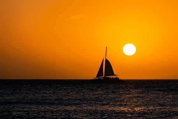 Orange Sunset in Aruba 