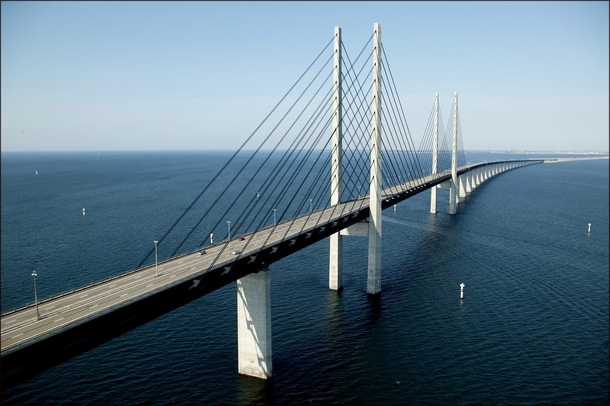Oresund Bridge from Denmark to Sweden 