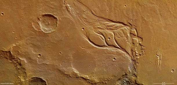 Osuga Valles on Mars created by catastrophic flooding and fast-flowing water - Mars Express  Dec  