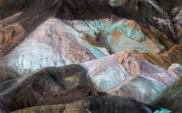 Otherworldly colors of Artists Palette in Death Valley CA 