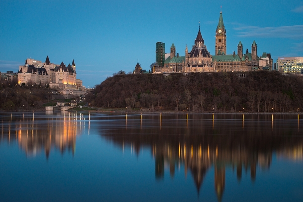 Ottawa Ontario - Chateau Laurier L and The Parliament Buildings R 