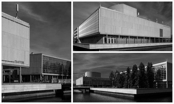 Oulu City Theatre and main library by Marjatta and Martti Jaatinen  and  