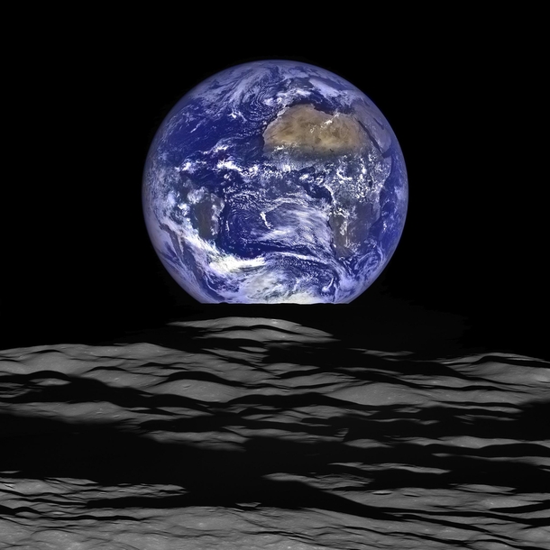 Our home planet seen from the moon