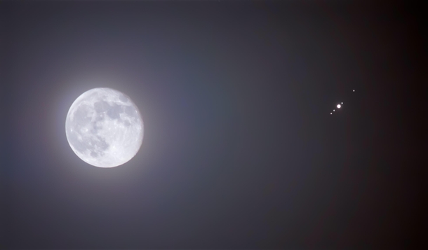 Our moon with Jupiter and  if its moons