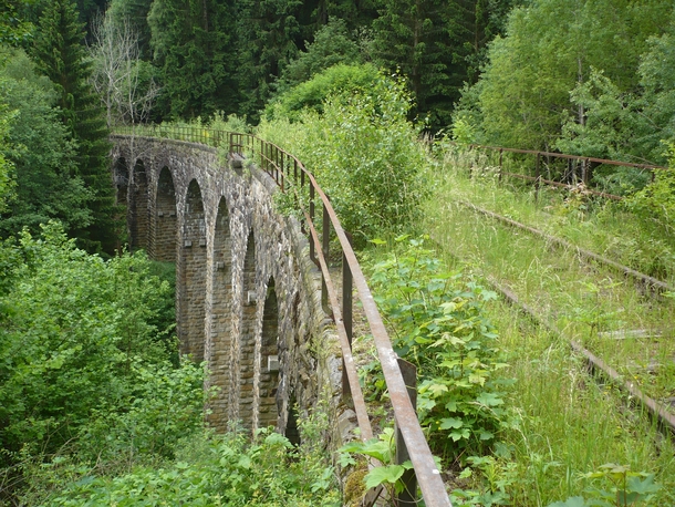 Overgrown railway bridge between Krsn Jez and Lenice in the Czech Republic 