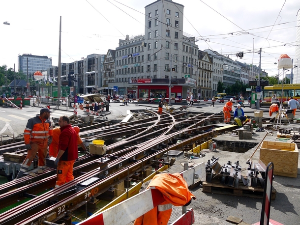 Overhaulding the tram tracks in Basel CH 